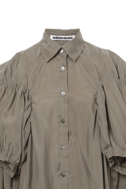 【SS27受注】Longline Puff Sleeve Shirt / Khaki / MSS27B051
