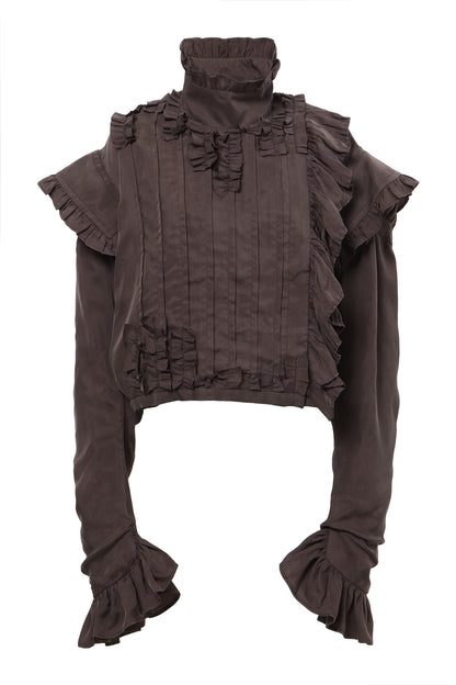 【SS27受注】Pleats Flare Coat / Dark Gray / MSS27C011