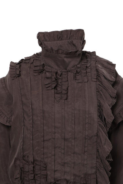 【SS27受注】Pleats Flare Coat / Dark Gray / MSS27C011