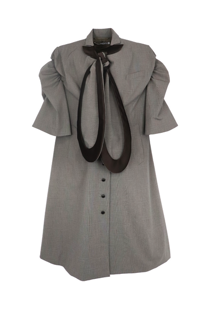 【SS27受注】Ribbon Collar Coat / Khaki / MSS27C041