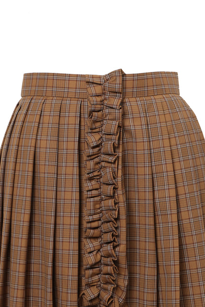 【SS27受注】Curtain Schoolgirl Skirt Long / Brown / MSS27S011
