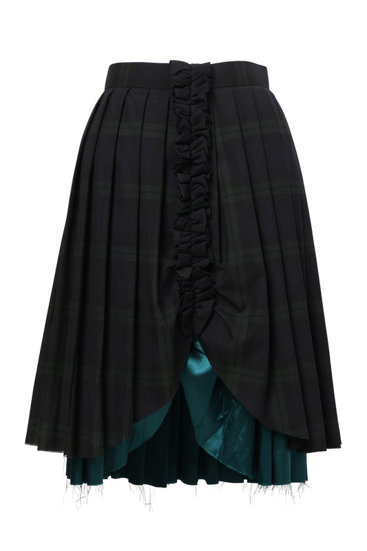 【SS27受注】Curtain Schoolgirl Skirt Long / Green / MSS27S011