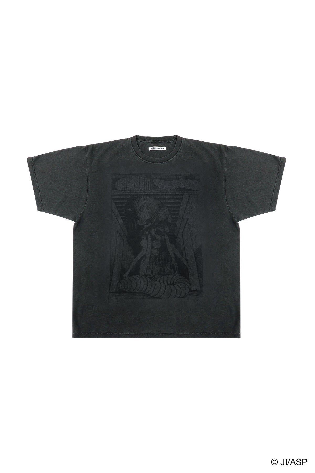 Tomie 『Yashiki』 Washed Print T-Shirt / Black