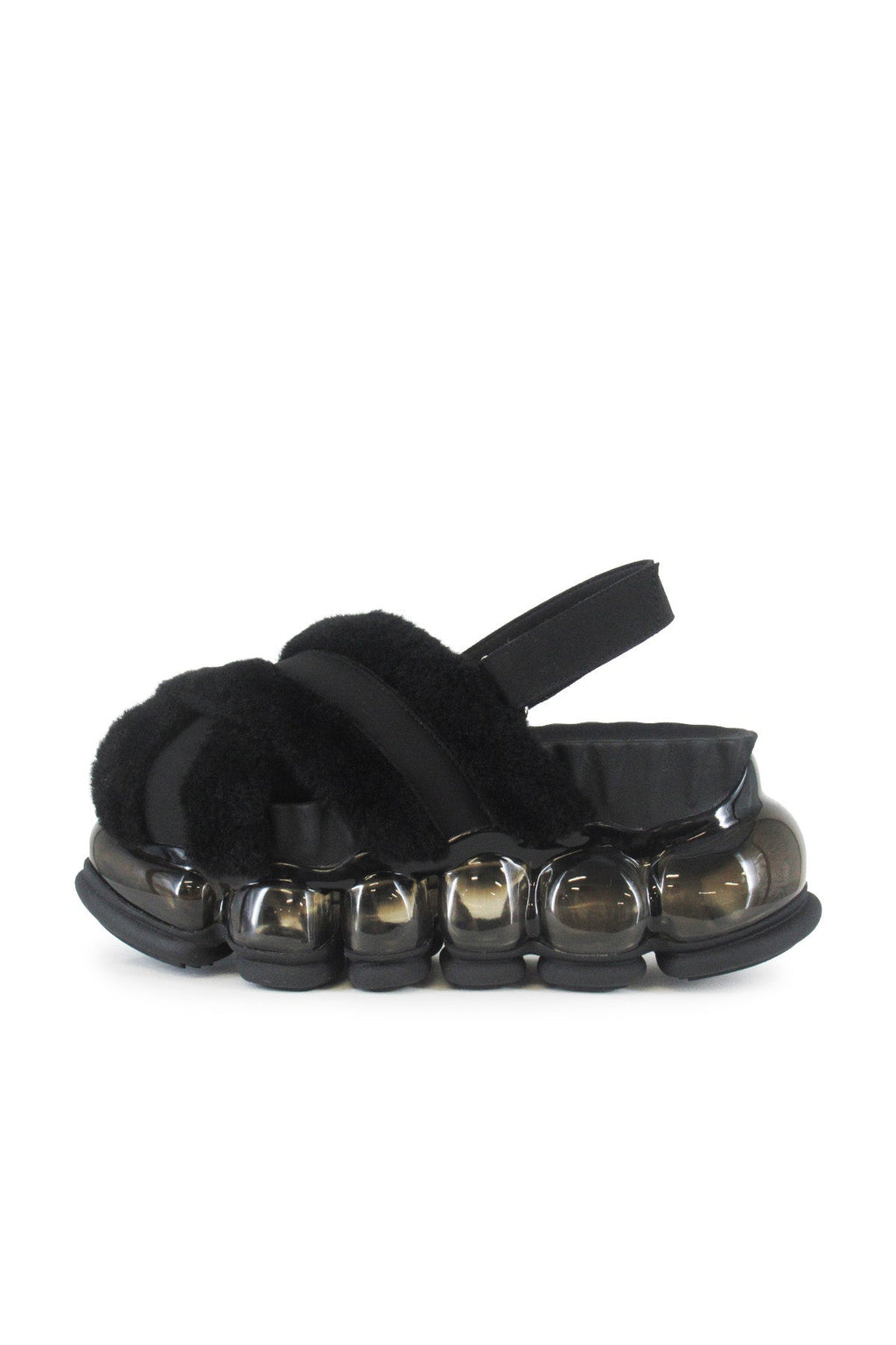 New "Jewelry" Fur Sandal / Black