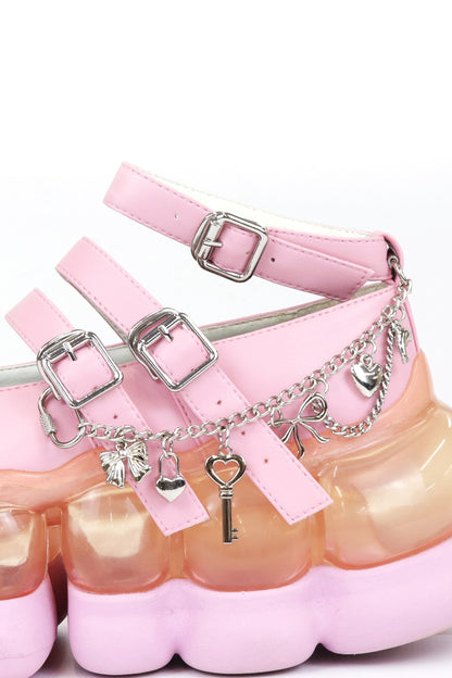 "Jewelry" Ark Three Straps Mary Jane Chain / Pink
