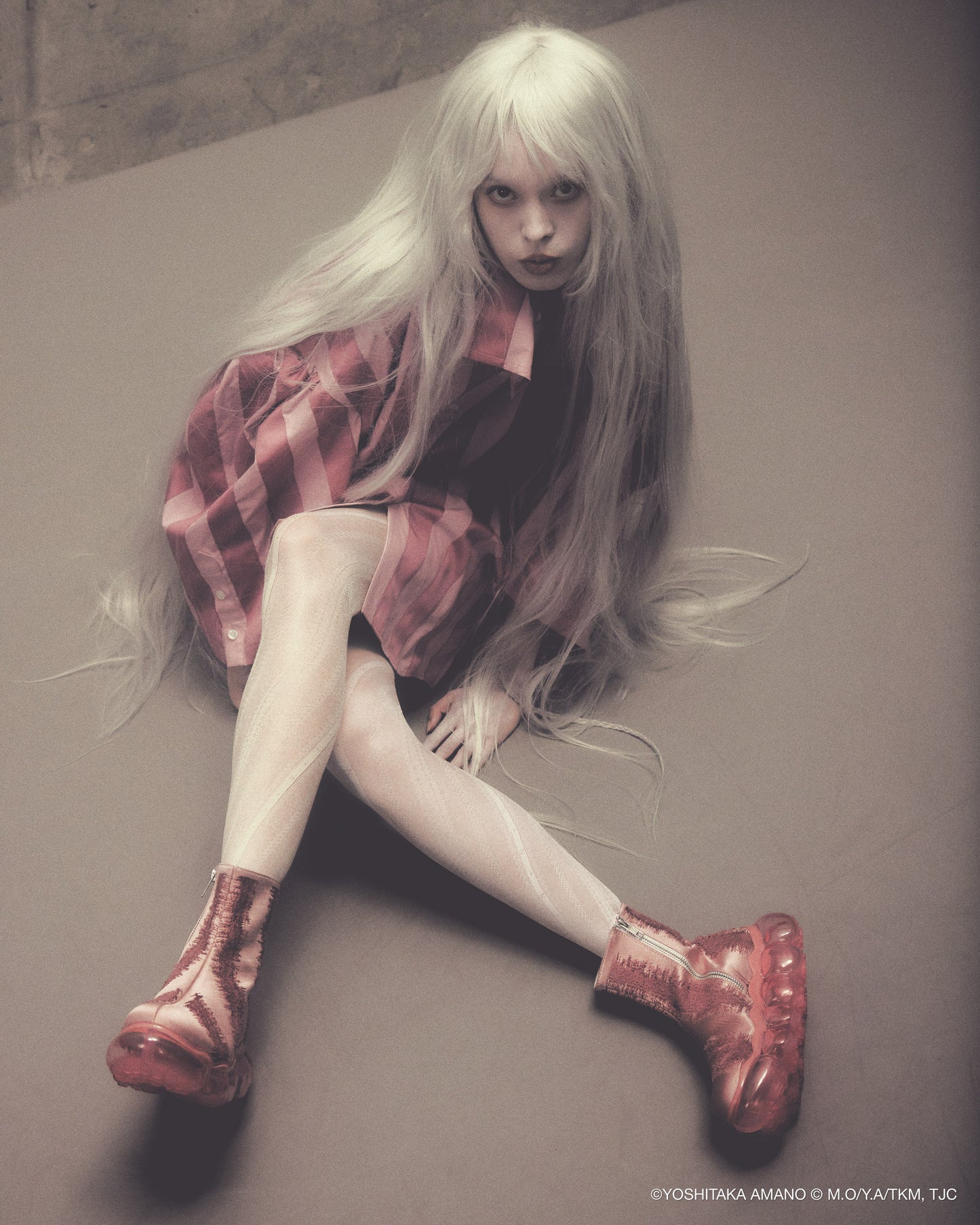 【预购】珠宝天使蛋条纹靴 / 粉色 / MSTT25SH04