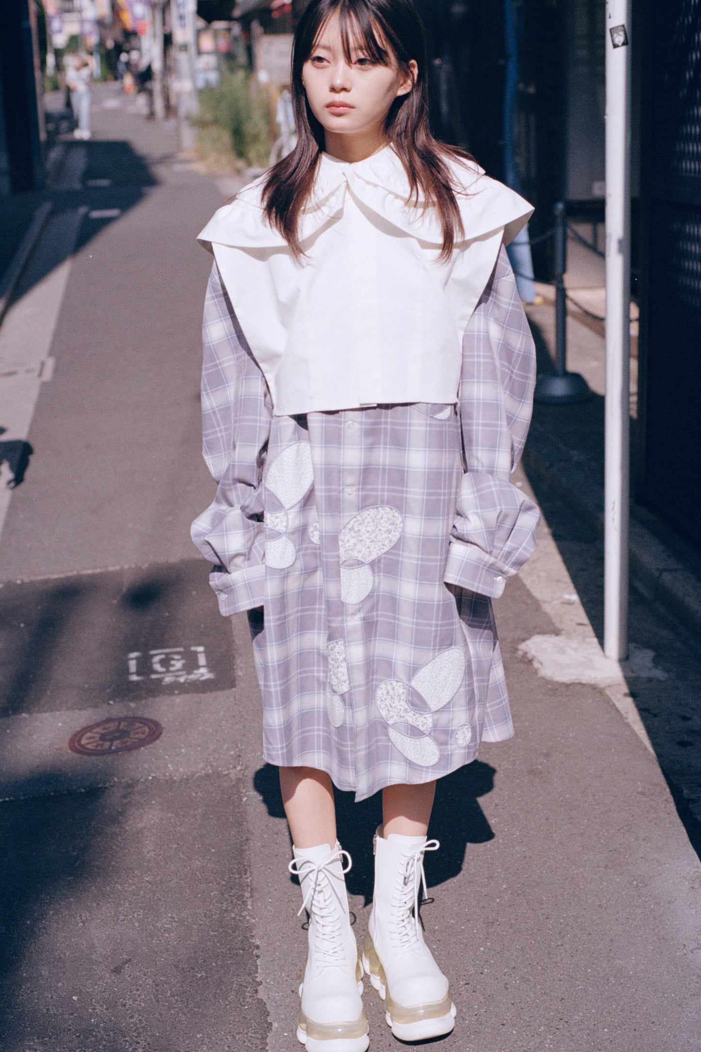 Round Shoulder Blouse / Blue