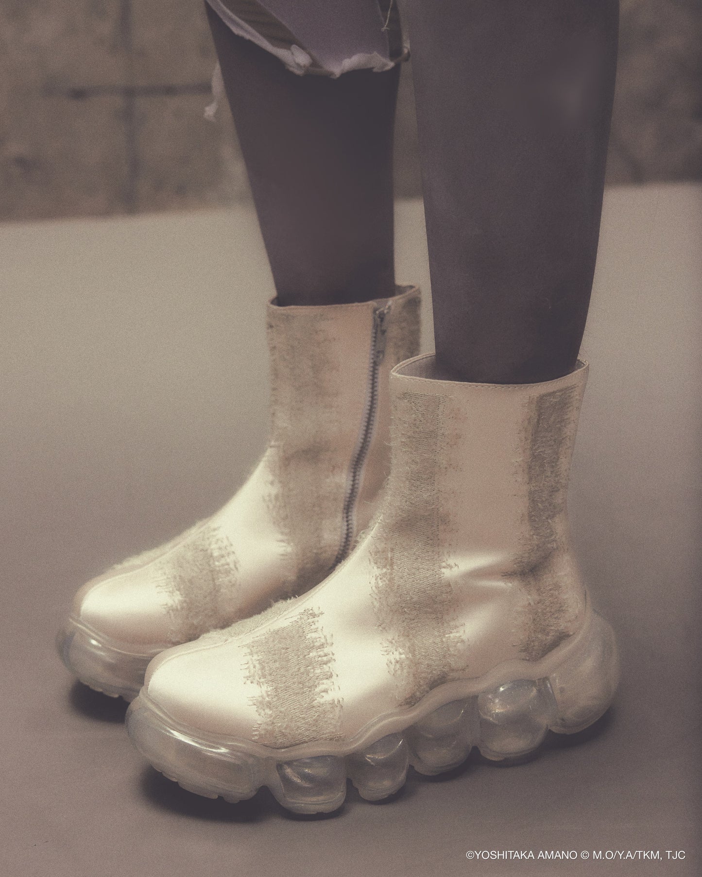 【预购】珠宝天使蛋条纹靴 / 象牙白 / MSTT25SH04