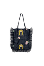 Embroidery Frill bag / Black