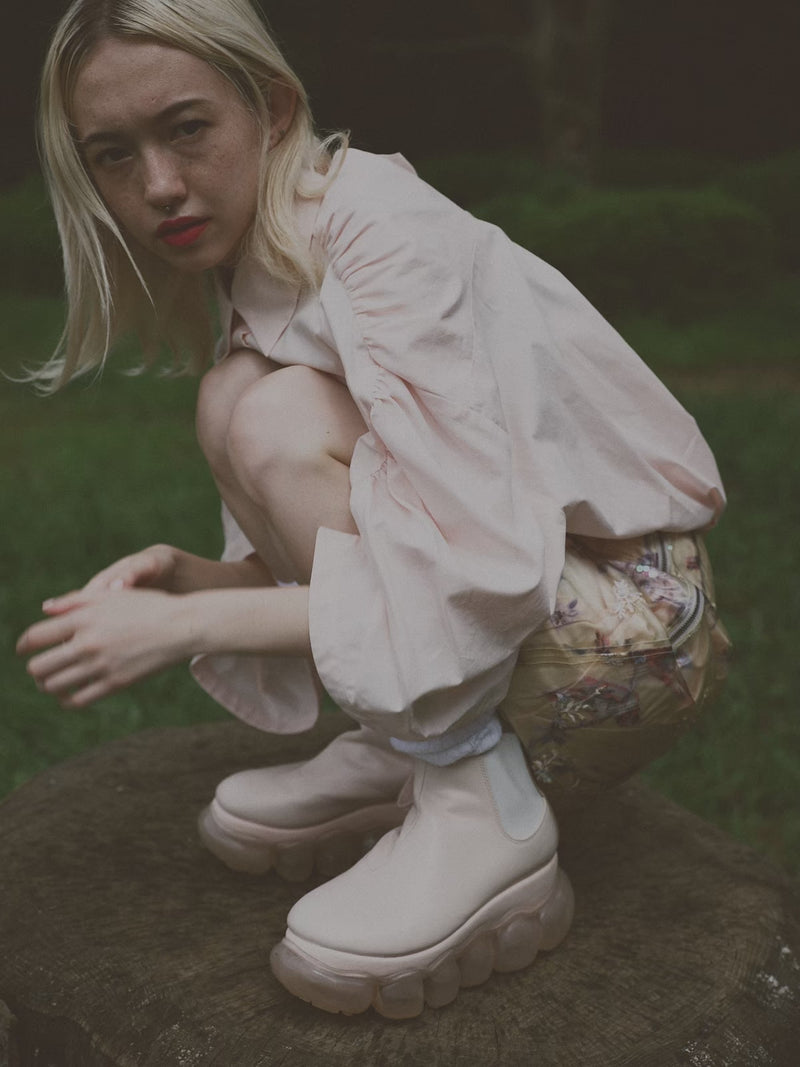 Leather Boots Shoes / Nude Pink