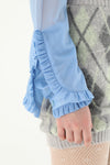 Frill chiffon blouse / Light Blue