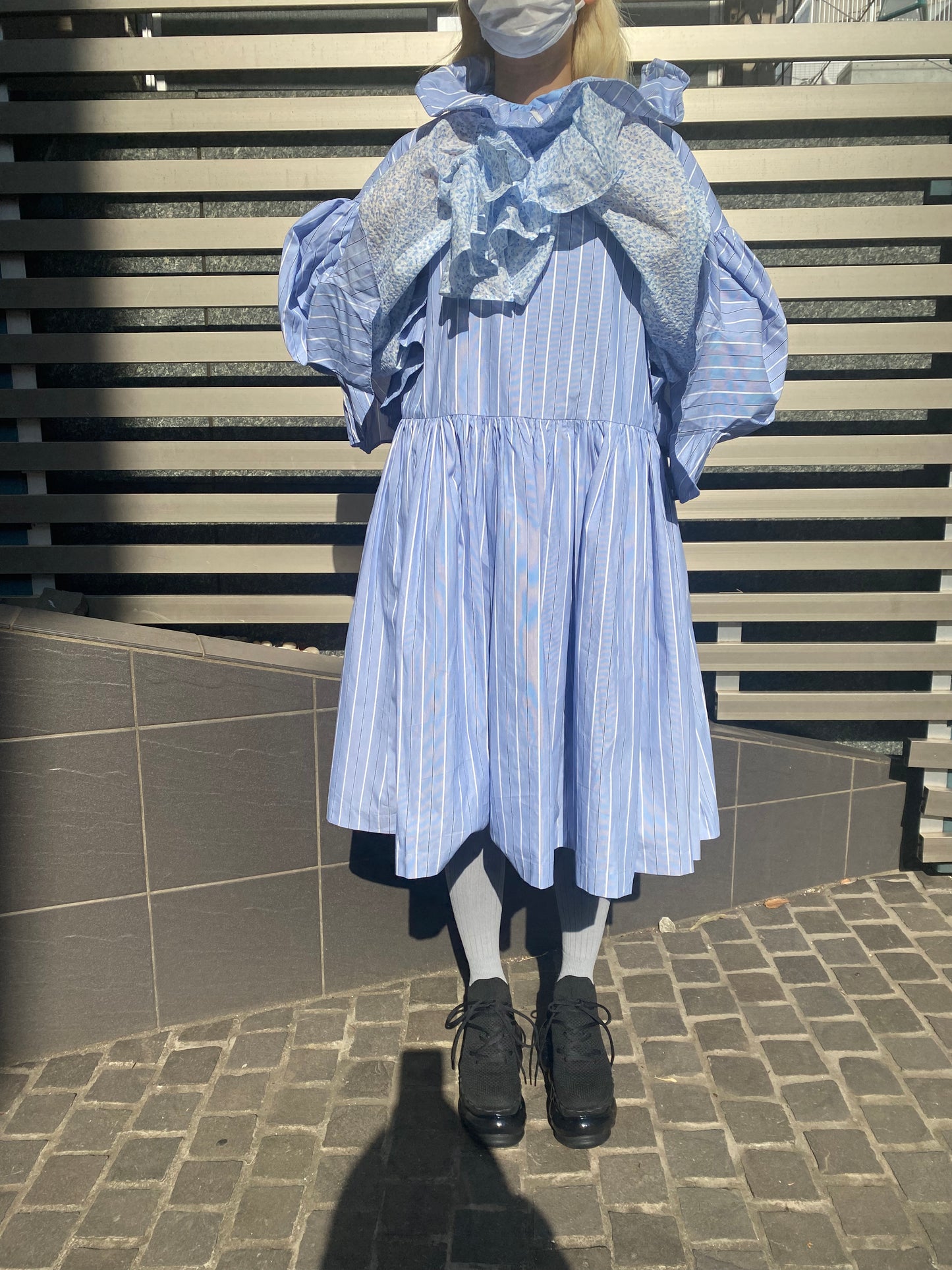 Peach Parade Dress / Blue Stripe
