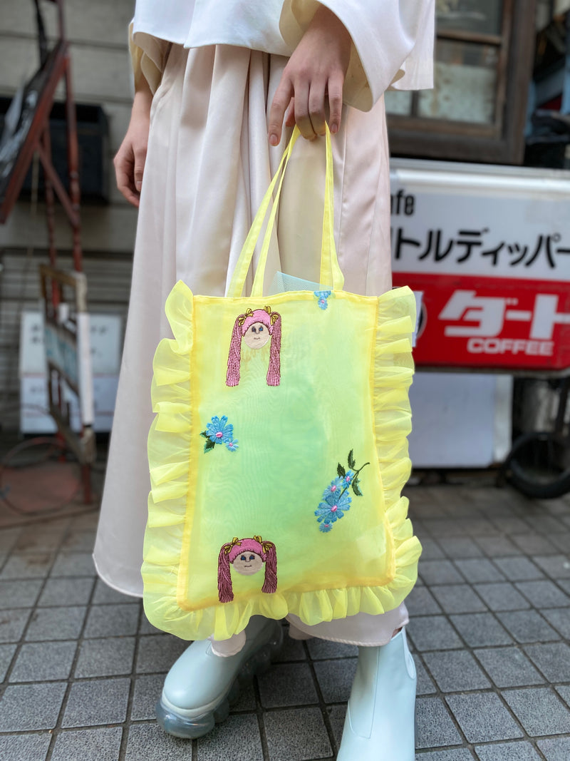 Embroidery Frill bag / Yellow
